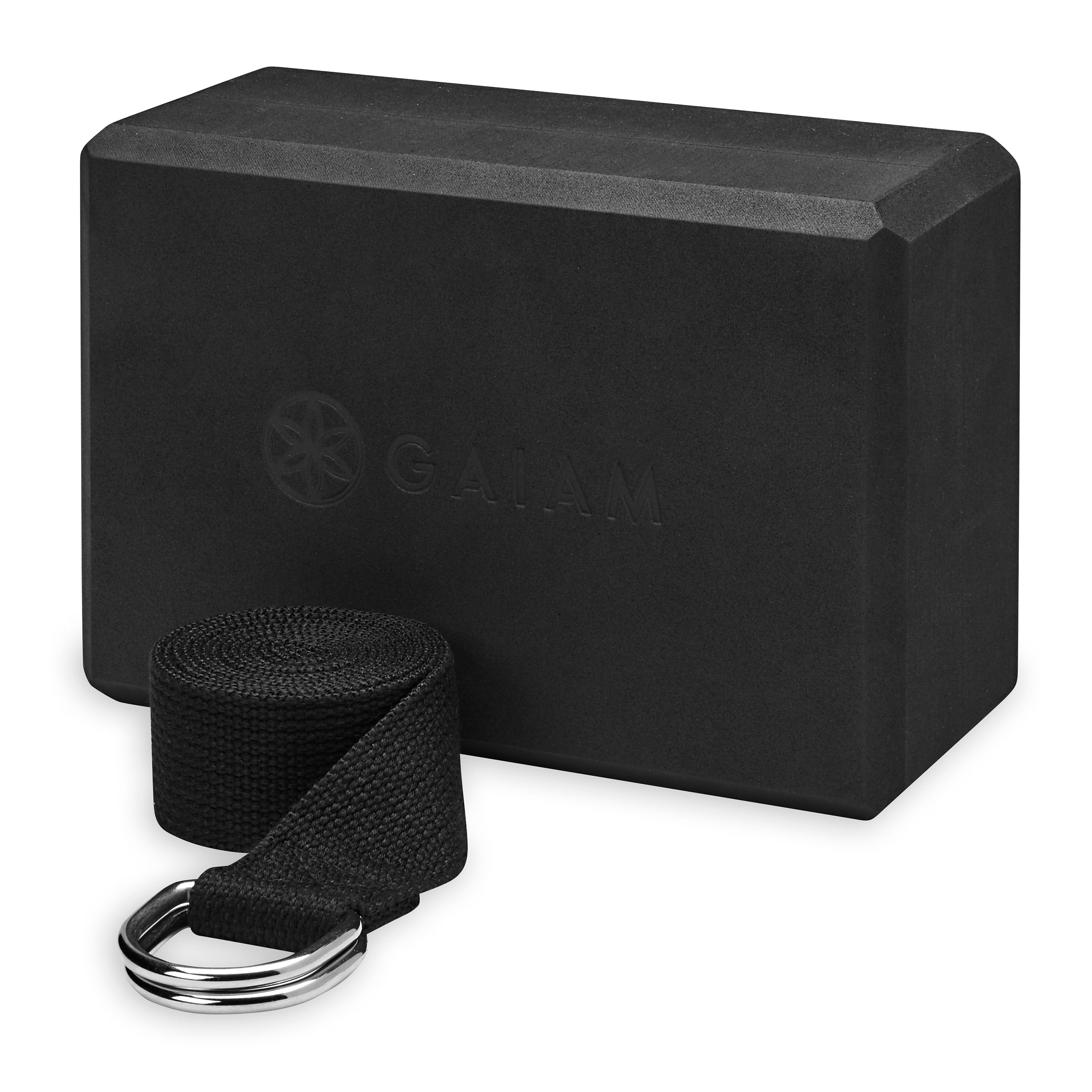 Gaiam Block & Strap Combo black front angle